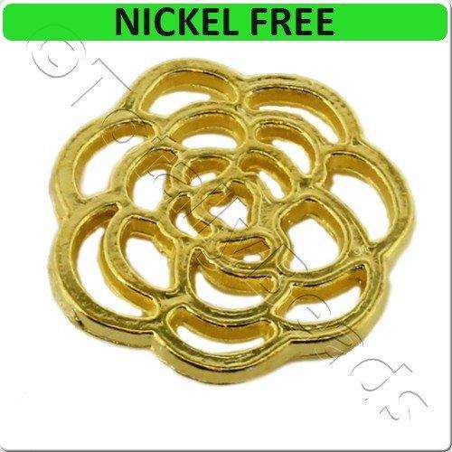 Gold Metal Connector Rose Disc 16mm 15pcs