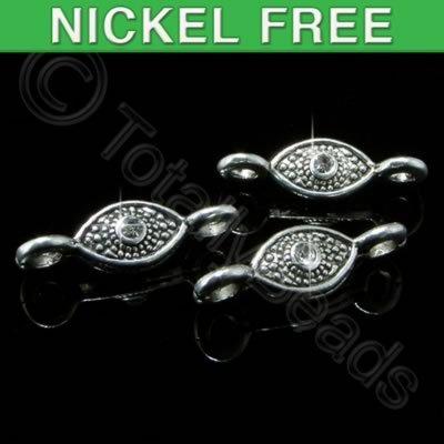Antique Silver Metal Connector - Small Eye Crystal 18mm 20pcs
