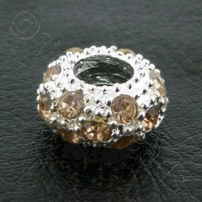 Diamante Large Hole Rondelle Spacer - 11x6mm - Champagne