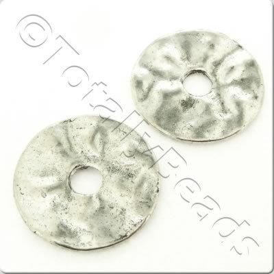 Antique Silver Hammered Disc 23mm