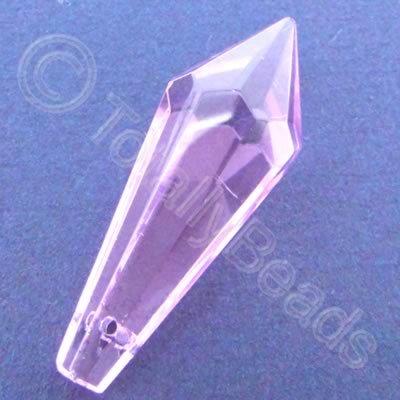 Glass Pendant Pointed Drop Pink - 37mm