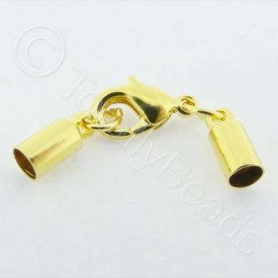 Kumihimo 4mm Barrel Lobster Clasp Gold - 2 sets