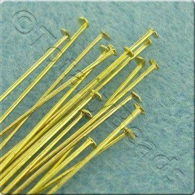 Head Pins 50mm 75pcs - Gold Plated
