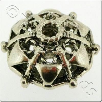 Antique Silver Bead - Hollow Hexagon Disc 20mm 2pcs