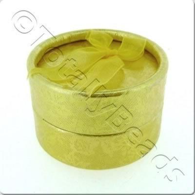 Jewellery Gift Box - Small Round - Gold Flower
