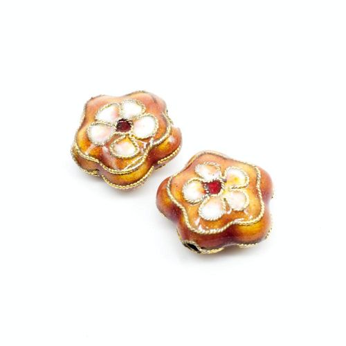 Cloisonne 14mm Flower Bead   Topaz 1pc for jewellery making