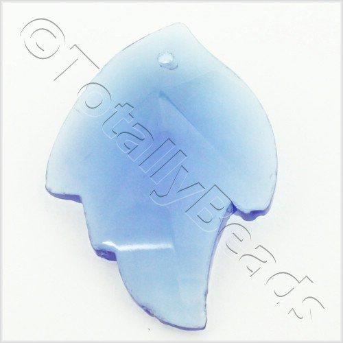 Glass Pendant Facet Leaf 27mm - Blue