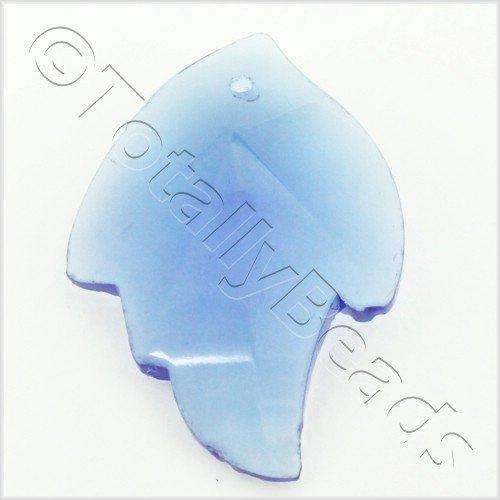 Glass Pendant Facet Leaf 27mm - Blue