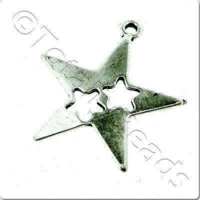 Tibetan Silver Charm - Star 22mm