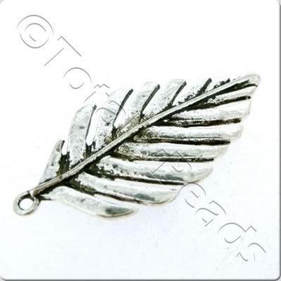 Tibetan Silver Charm - Leaf 48mm
