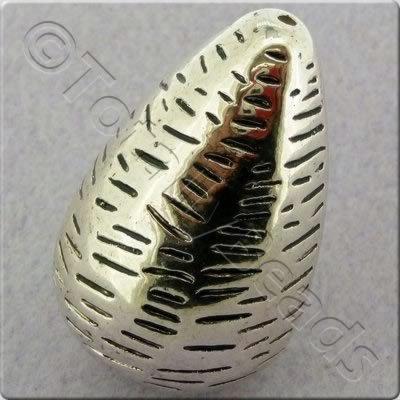 Acrylic Antique Silver Bead - Brushed Drop 39mm