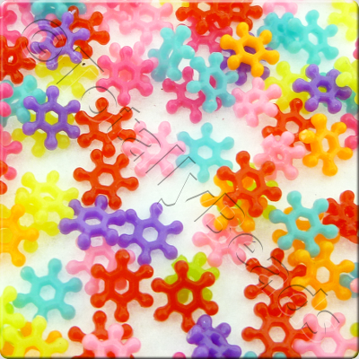 Acrylic Snowflake Spacers - 8mm - Mixed colour - 500pcs
