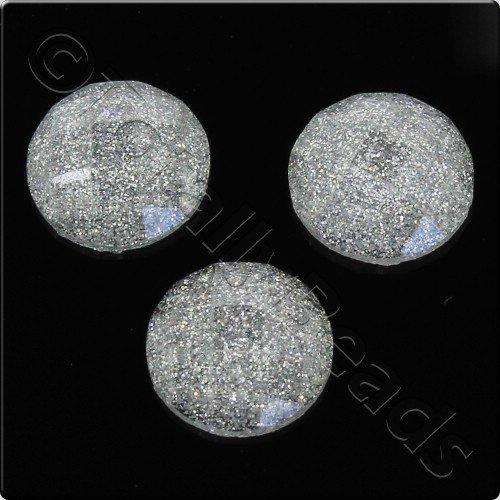 Resin Cabochon 10mm - Facet Sparkle Silver 10pcs