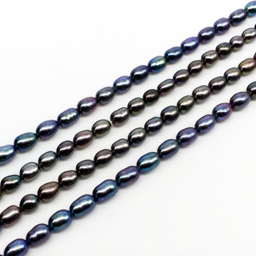 Freshwater Pearls 7x5mm Oval Grey   14" String for jewellery making
