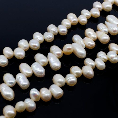 Freshwater Pearls 9x6mm Top Drilled Oval Cream   14" String for jewellery making