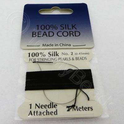 0.45mm Silk Bead Cord with Needle - Black
