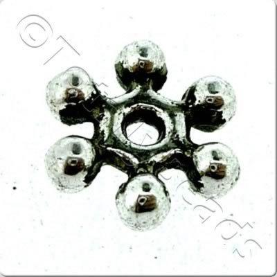 Tibetan Silver Bead - Snowflake 8mm