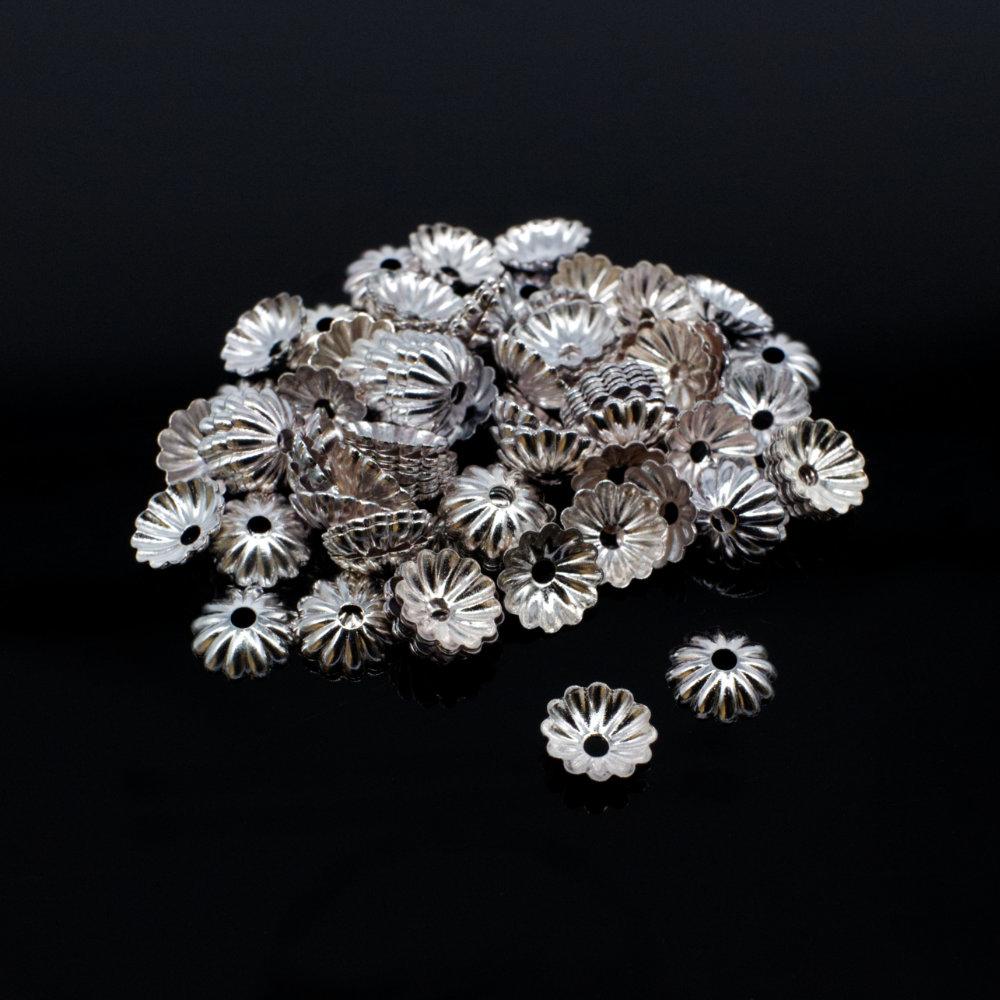 Iron Beadcap 6mm Multi Petel   Silver 200pcs for jewellery making