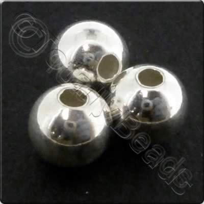 Sterling Silver Round Bead - 6mm 4pcs