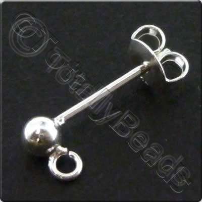 Sterling Silver Ear Stud Ball + Butterfly 1 Pair