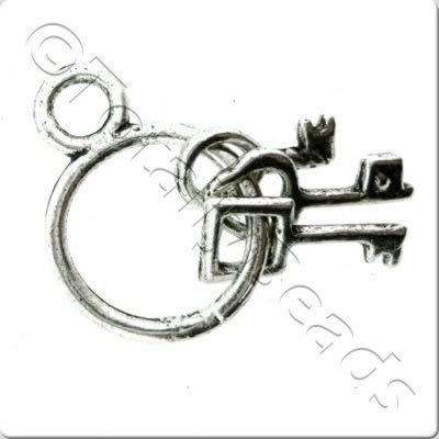 Tibetan Silver Charm - Keys on Ring 5pcs
