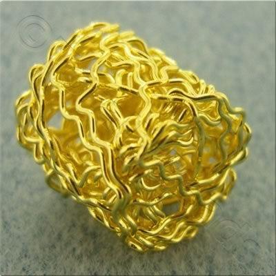 Single Wire Beads - Drum 15x20mm - Gold 3pcs