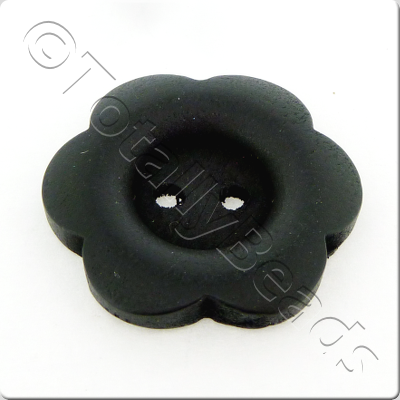 Wooden Flower Button 27mm - Black