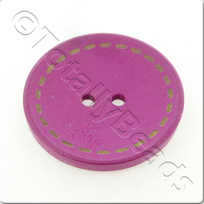 Wooden Button Stitch Effect 30mm - Hot Pink
