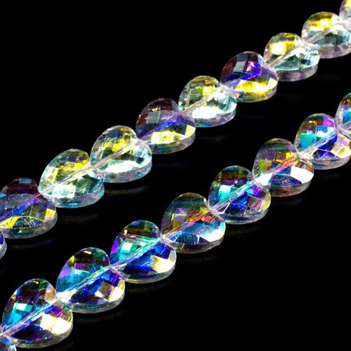 Crystal Facet Heart Beads 12mm 20pcs Crystal AB for jewellery making