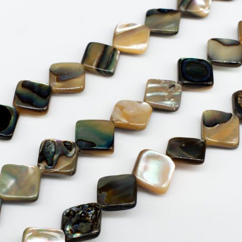 Abalone Diagonal Square Beads 8mm   15" string for jewellery making