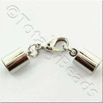 Kumihimo 6mm Barrel Lobster Clasp Rhodiumn - 2 sets