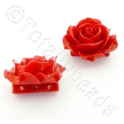 Acrylic Rose 35mm 3 Rows - Light Red