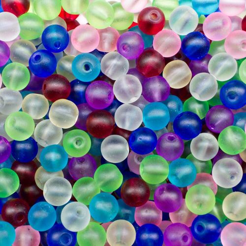 Glass Frosted Beads 6mm Round   Mixed 60pcs for jewellery making