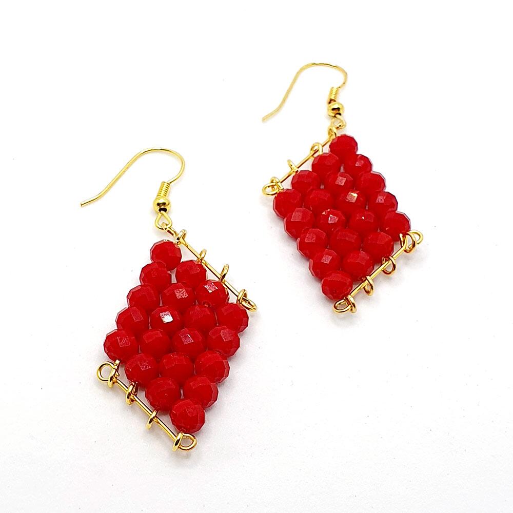 Hallie Earrings blood red earring making kit — DIY set with beads and instructions for creating handmade jewelry