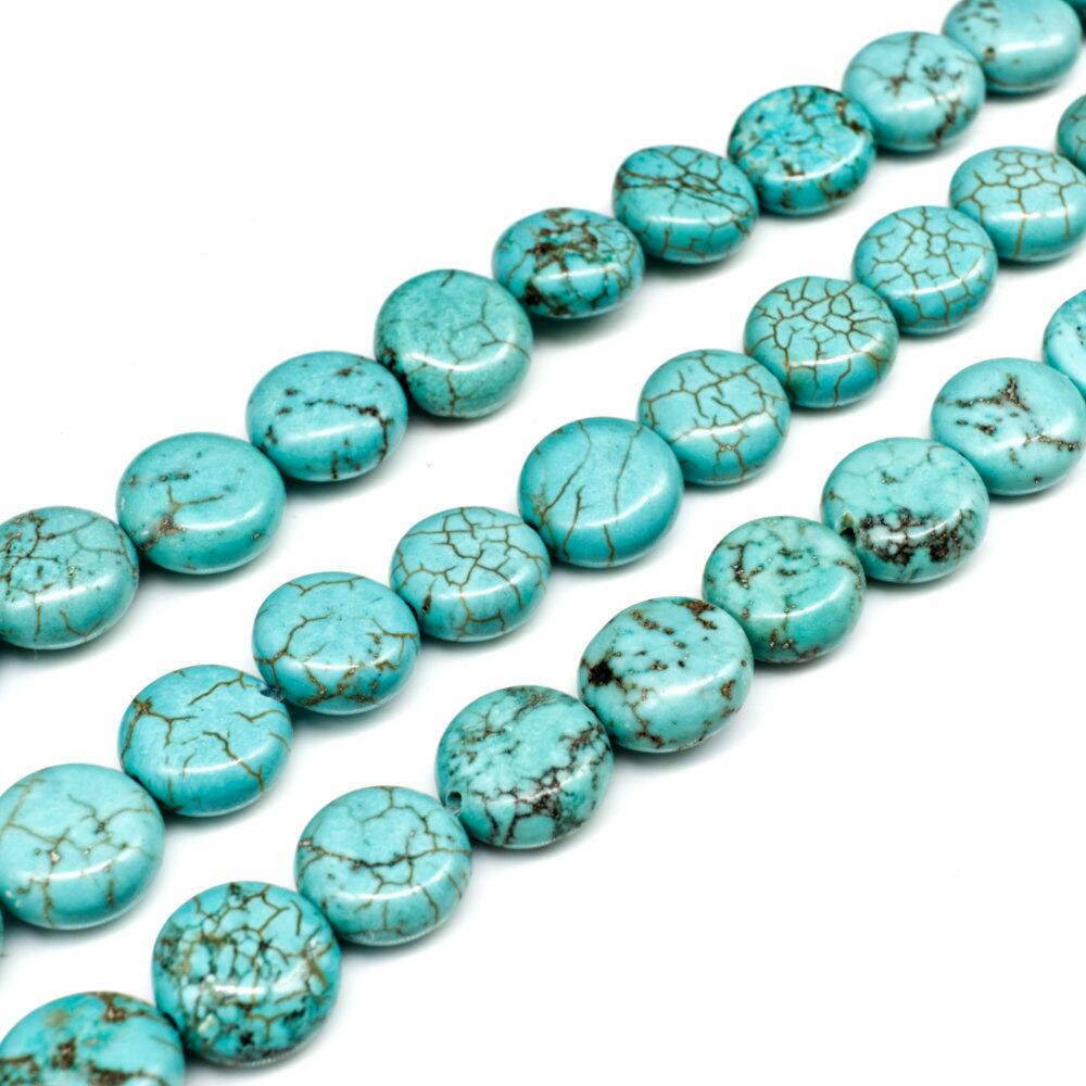 Turquoise Howlite Disc Beads 10mm 15