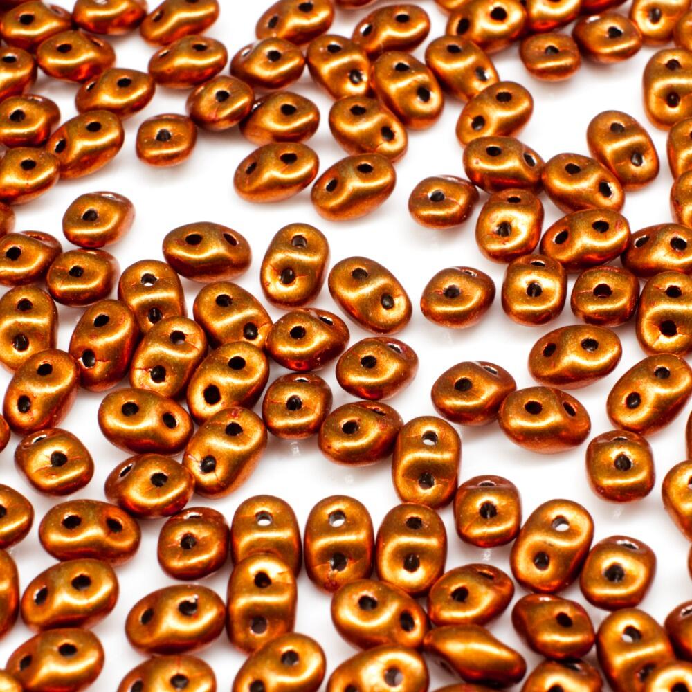 10g Czech glass Rulla beads sat. met. russet orange — two-hole beads for jewelry making and bead weaving