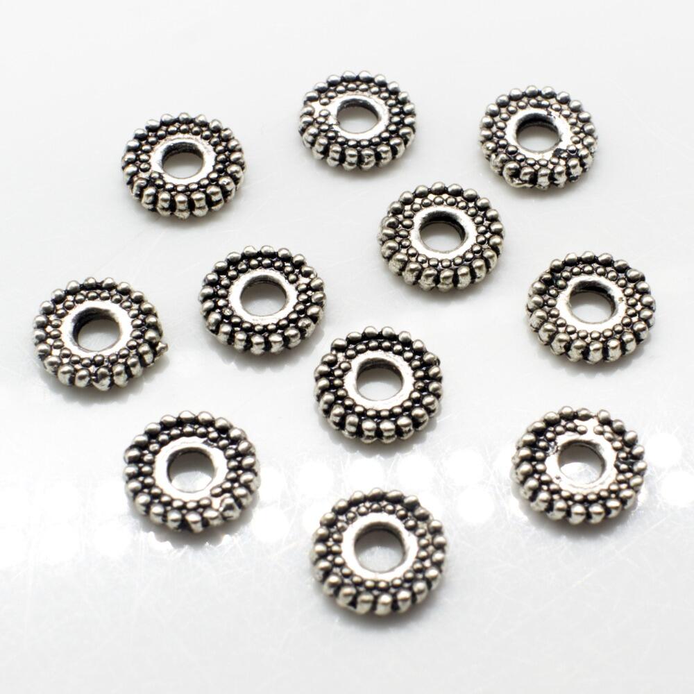 Antique Silver Metal Bead Disc 7.5mm 25pcs