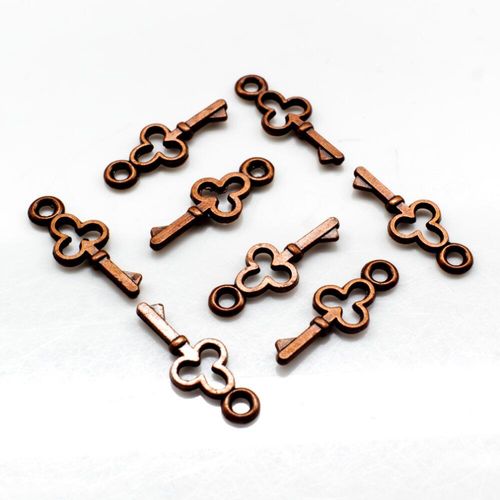 Antique Copper Metal Charm Key 16mm 20pcs for jewellery making