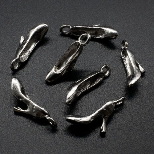 Antique Silver Metal Charm High Heels 20mm 10pcs for jewellery making