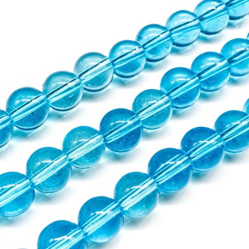 Glass Beads 10mm Round   Aqua 14" String for jewellery making