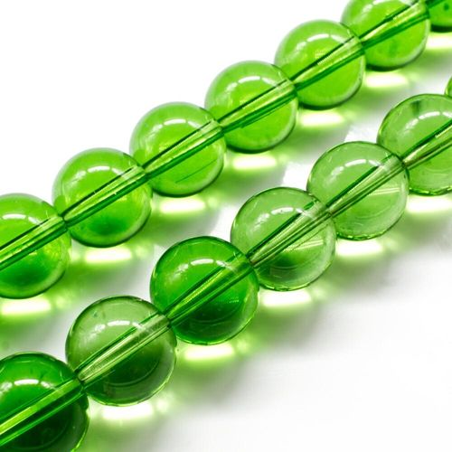 Glass Beads 14mm Round   Green 14" String for jewellery making