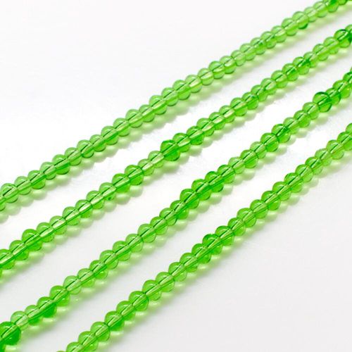 Glass Beads 3mm Round   Light Green 14" String for jewellery making
