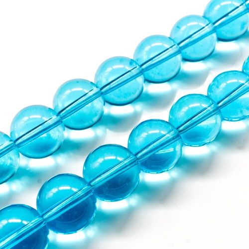 Glass Beads 14mm Round   Aqua 14" String for jewellery making