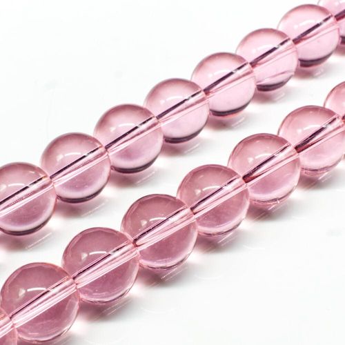 Glass Beads 14mm Round   Pink 14" String for jewellery making