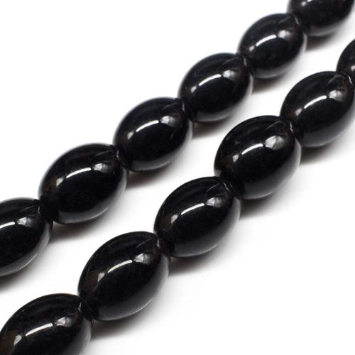 Glass Beads 16mm Rice   Black 14" String for jewellery making