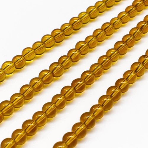 Glass Beads 4mm Round   Topaz 14" String for jewellery making