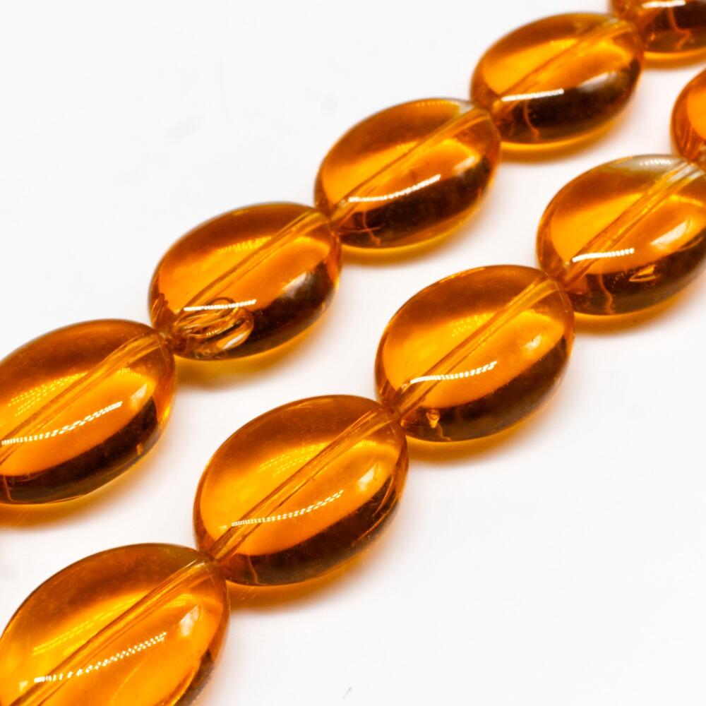 Glass Beads 19mm Flat Oval   Topaz 14" String for jewellery making