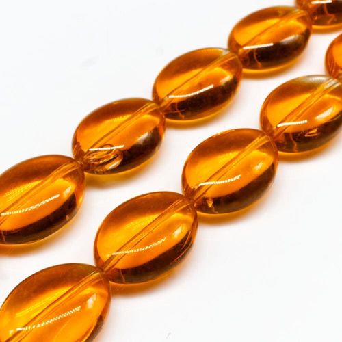 Glass Beads 19mm Flat Oval   Topaz 14" String for jewellery making
