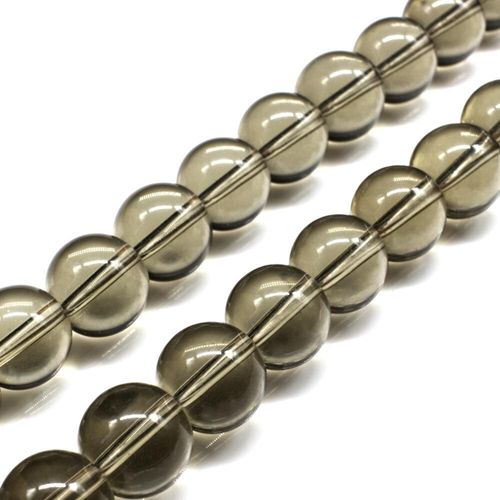 Glass Beads 12mm Round   Grey 14" String for jewellery making