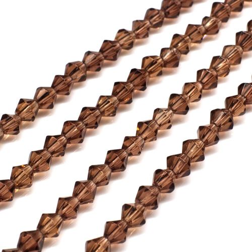 Glass Beads 4mm Rounded Bicone   Brown 14" String for jewellery making
